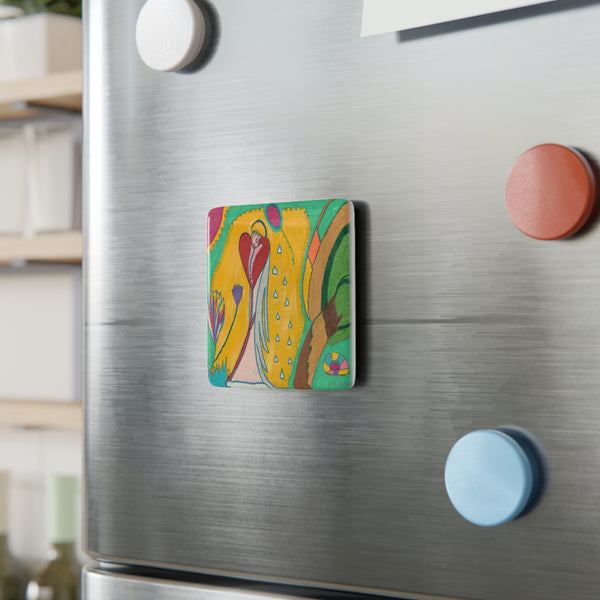 Angel Full of Heart, (Porcelain Magnet, Square)