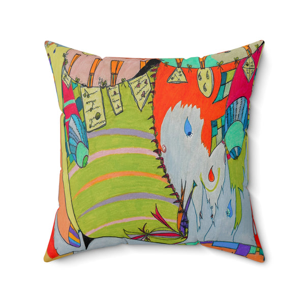 Square Pillow Clean Laundry Design Faux Suede