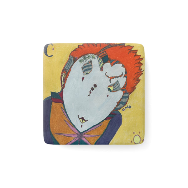 Red Head, Porcelain Magnet, Square