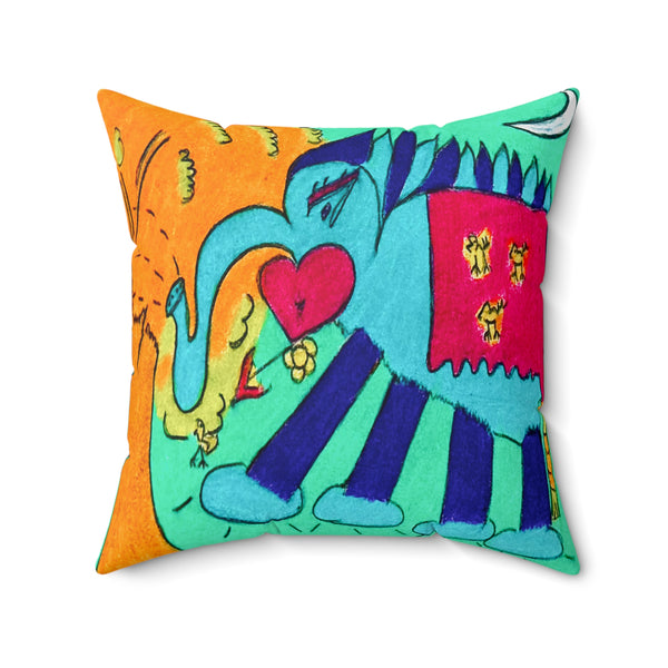 Noble Elephant, Faux Suede Square Pillow