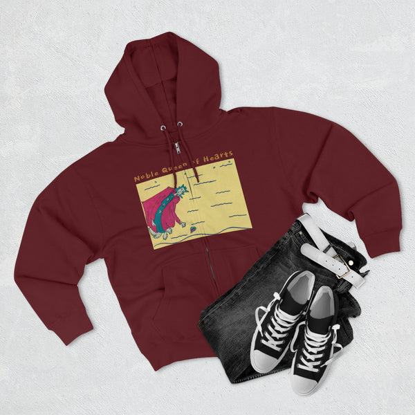 Noble Queen of Hearts, Unisex Zip Hoodie