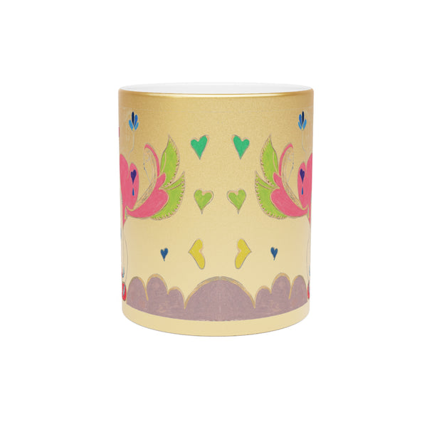 Cosmic Heart Phoenix (2nd Edition), (Expanded View), Metallic Mug (Silver\Gold)