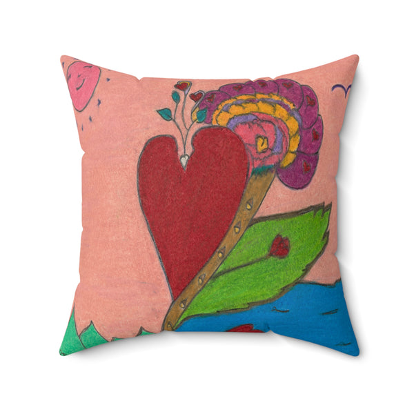 Upright in Heart (My Valentine's), Faux Suede Square Pillow