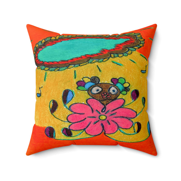 Sonic Bloom, Faux Suede Square Pillow