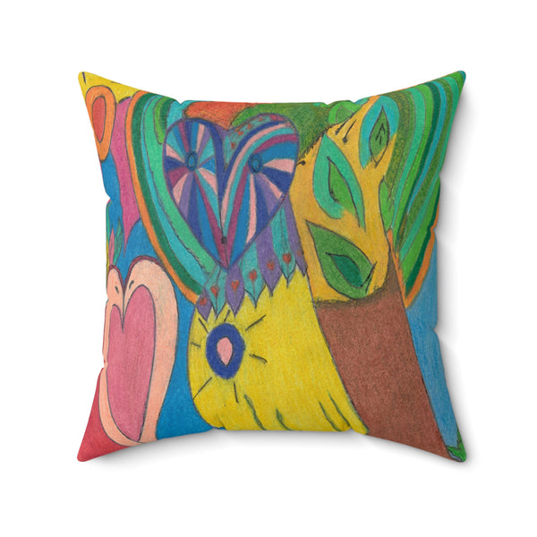 Owl in Love, Faux Suede Square Pillow