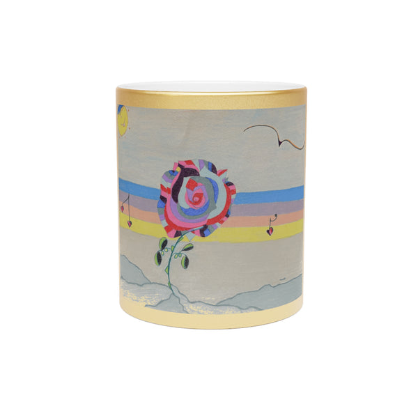 Metallic Mug - Concrete Rose Design