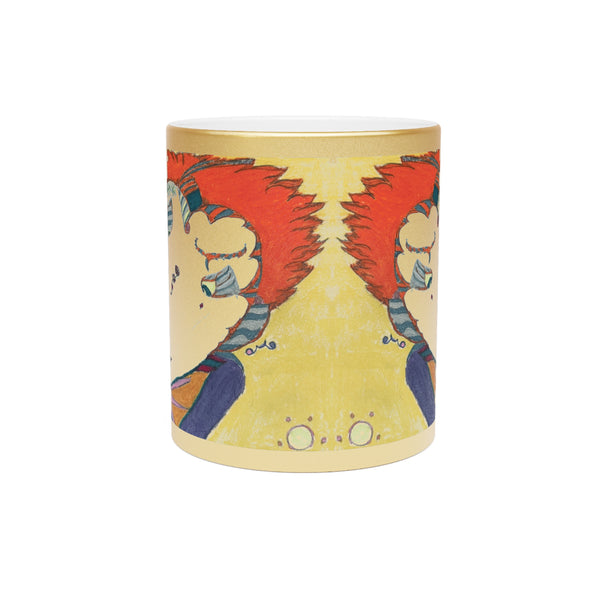 Red Head, (Twins) Metallic Mug (Silver\Gold)