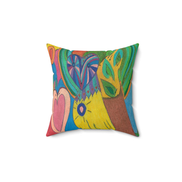 Owl in Love, Faux Suede Square Pillow