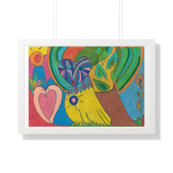 Swans in Love, Framed Horizontal Poster