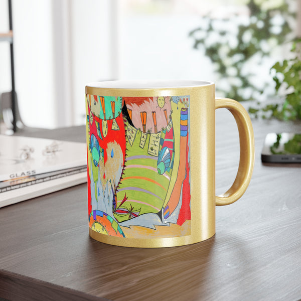 Mug Hang By A Thread Silver Gold Metallic Mug