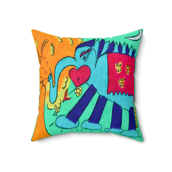 Noble Elephant, Faux Suede Square Pillow