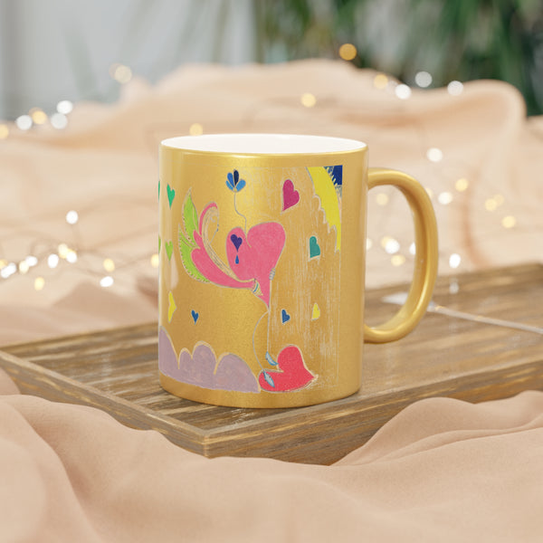 Cosmic Heart Phoenix (2nd Edition), (Expanded View), Metallic Mug (Silver\Gold)
