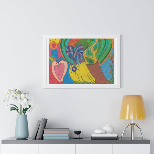 Swans in Love, Framed Horizontal Poster