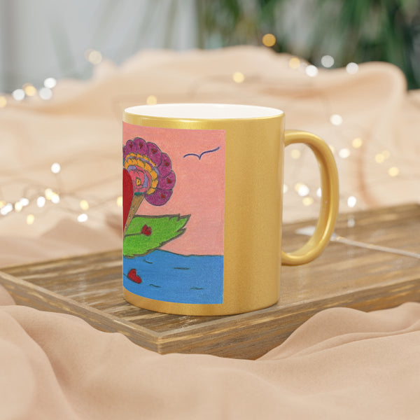 Upright in Heart (My Valentine's), Metallic Mug (Silver\Gold)