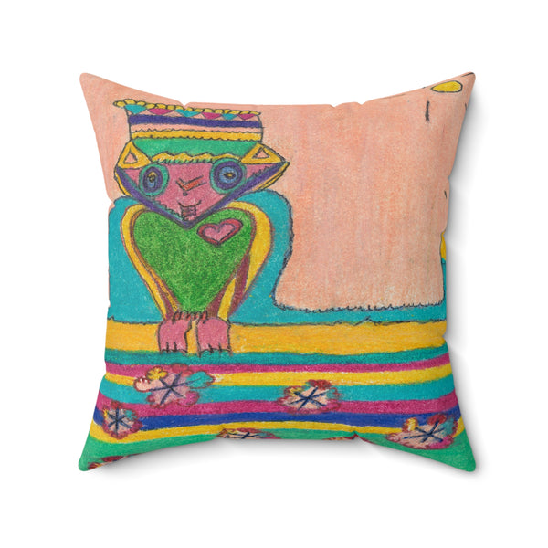 Brave Heart (Happy Birthday) Faux Suede Square Pillow