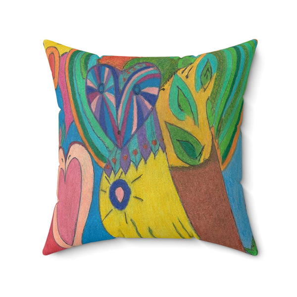 Owl in Love, Faux Suede Square Pillow