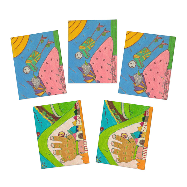 Set # 7 Multi-Design Greeting Cards (5-Pack) (Blank)