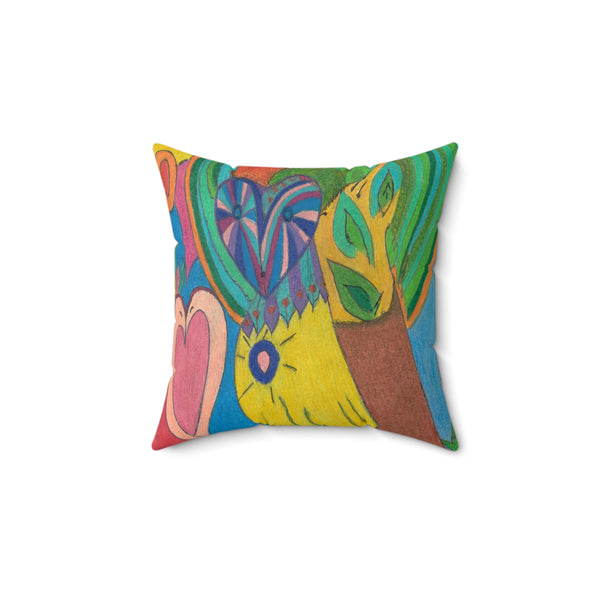 Owl in Love, Faux Suede Square Pillow