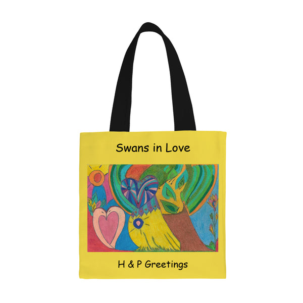 Follow Your Heart, Swans in Love Will Follow (Model 1) All Over Print Canvas Tote Bag(Model1697)(Small)