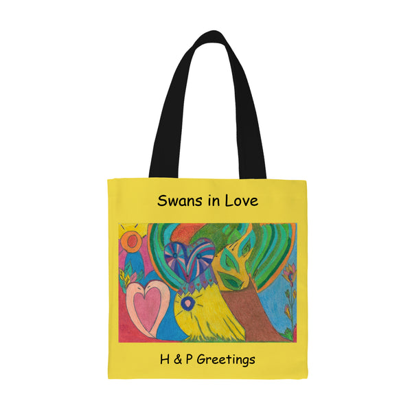 Follow Your Heart, Swans in Love Will Follow (Model 1) All Over Print Canvas Tote Bag(Model1697)(Small)