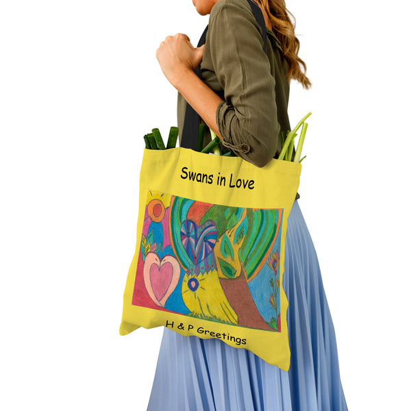 Follow Your Heart, Swans in Love Will Follow (Model 1) All Over Print Canvas Tote Bag(Model1697)(Small)