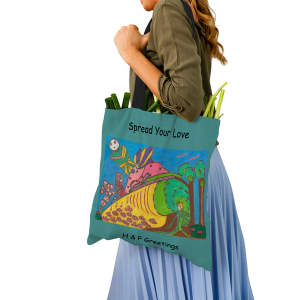 Elephant Call, Spread Your Love Into a Woods Wide Web! (Model 1) All Over Print Canvas Tote Bag(Model1697)(Small)