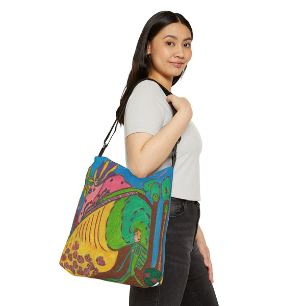 Elephant Call, Spread Your Love Into a Woods Wide Web! Adjustable Tote Bag (AOP)