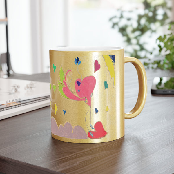 Cosmic Heart Phoenix (2nd Edition), (Expanded View), Metallic Mug (Silver\Gold)