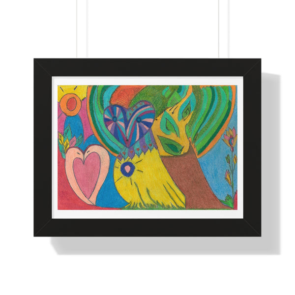 Swans in Love, Framed Horizontal Poster