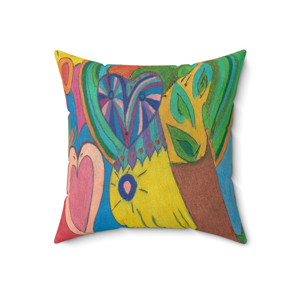 Owl in Love, Faux Suede Square Pillow