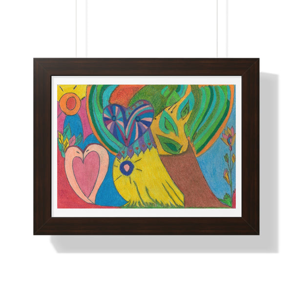 Swans in Love, Framed Horizontal Poster