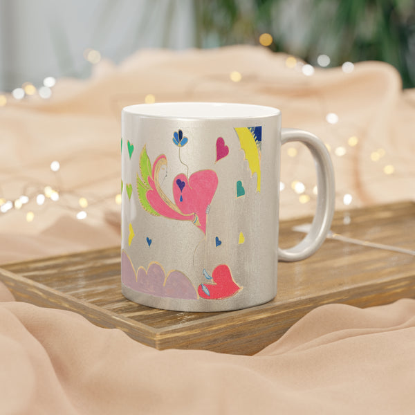 Cosmic Heart Phoenix (2nd Edition), (Expanded View), Metallic Mug (Silver\Gold)