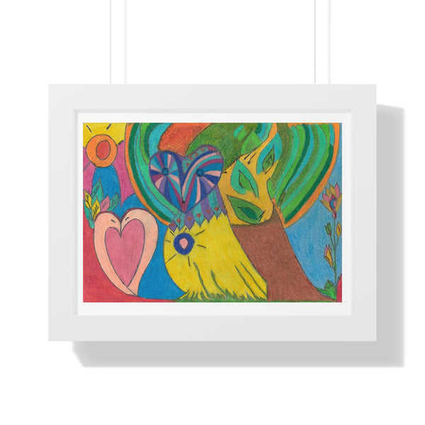 Swans in Love, Framed Horizontal Poster