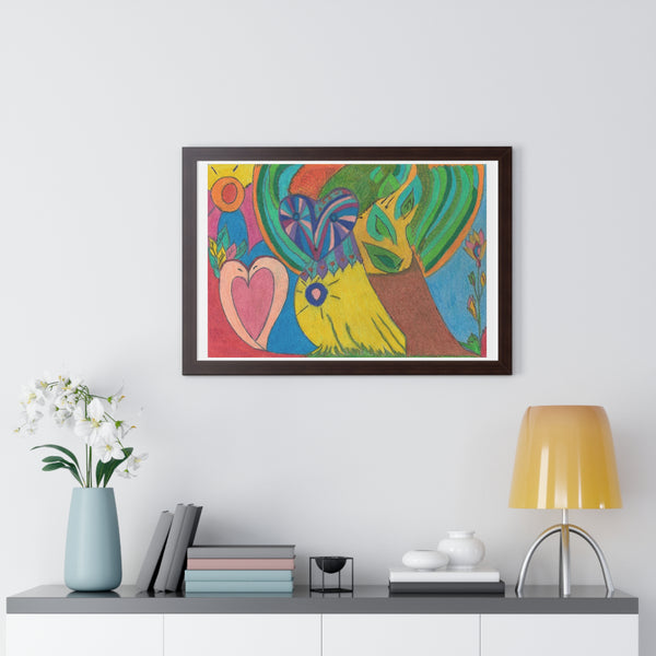 Swans in Love, Framed Horizontal Poster