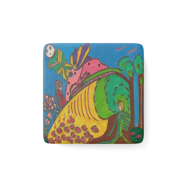 Elephant Call, Spread Your Love Into a Woods Wide Web! (Porcelain Square Magnet)