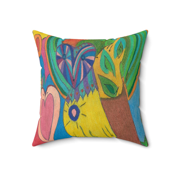 Owl in Love, Faux Suede Square Pillow