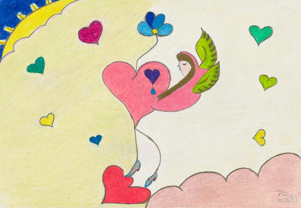 Heartful Flower Phoenix: Greeting Card