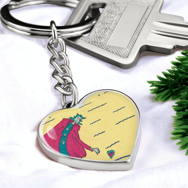 Noble Queen of Hearts, Graphic Heart Keychain