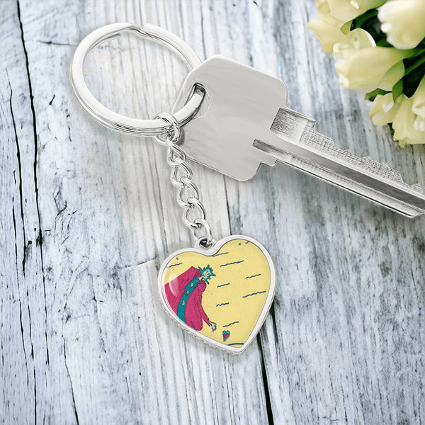Noble Queen of Hearts, Graphic Heart Keychain