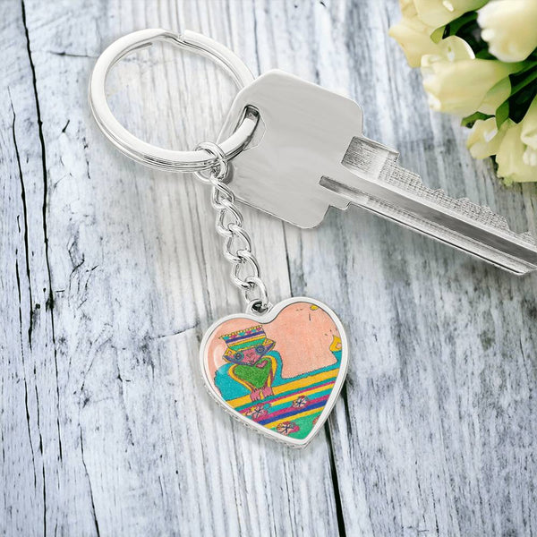 Brave Heart, Graphic Heart Keychain