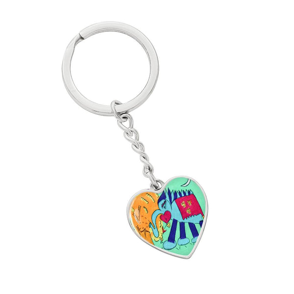 Noble Elephant, Graphic Heart Keychain