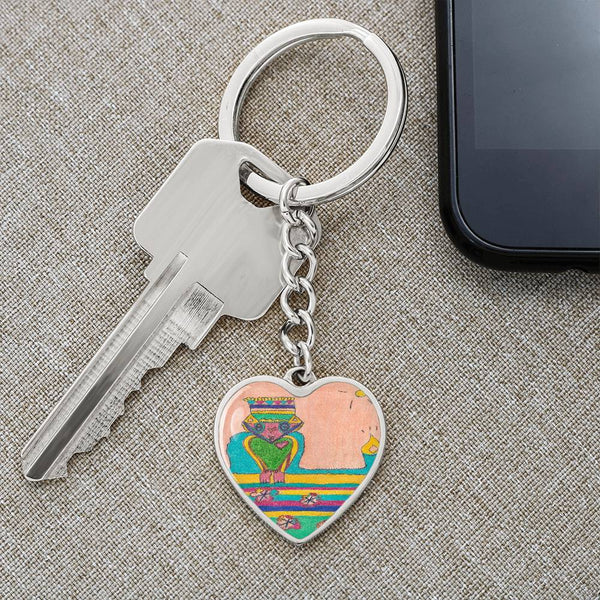 Brave Heart, Graphic Heart Keychain