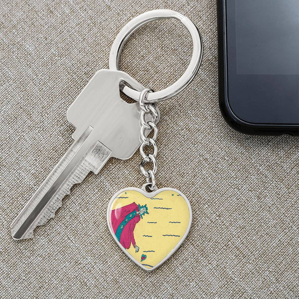 Noble Queen of Hearts, Graphic Heart Keychain