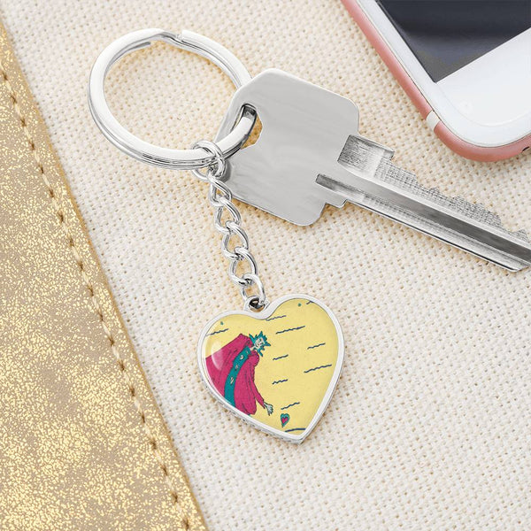 Noble Queen of Hearts, Graphic Heart Keychain