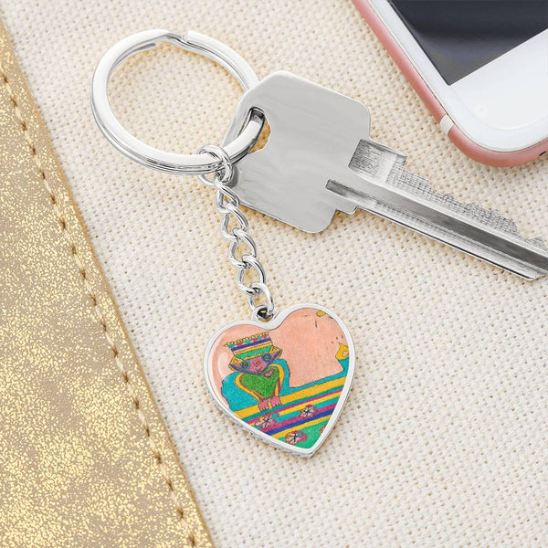 Brave Heart, Graphic Heart Keychain