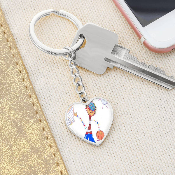 Dribble, Graphic Heart Keychain