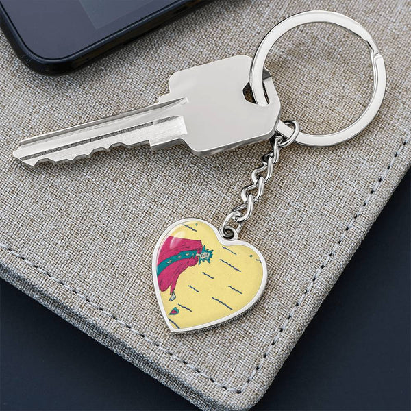 Noble Queen of Hearts, Graphic Heart Keychain