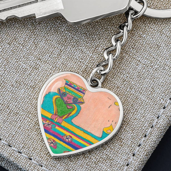 Brave Heart, Graphic Heart Keychain