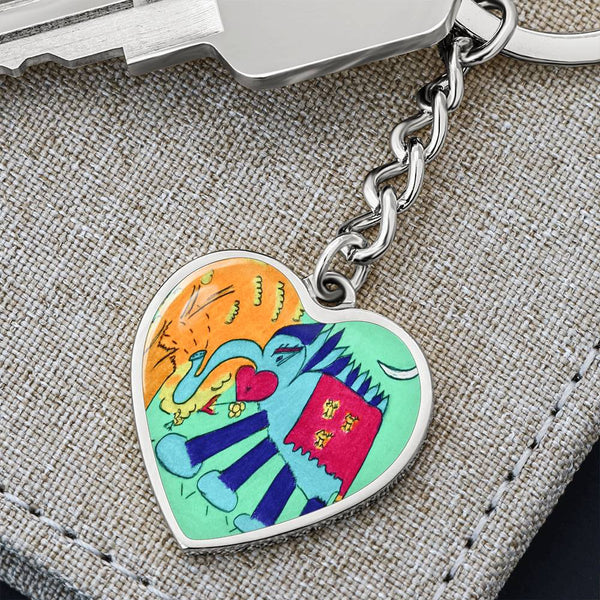 Noble Elephant, Graphic Heart Keychain