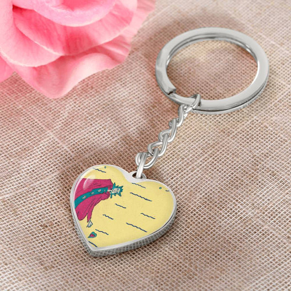 Noble Queen of Hearts, Graphic Heart Keychain